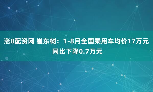 涨8配资网 崔东树：1-8月全国乘用车均价17万元 同比下降0.7万元
